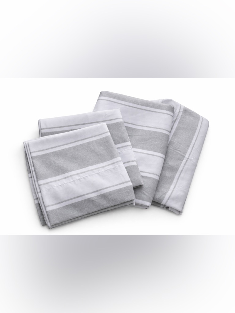 Waterfront King Sheet Set Gray White Stripe Polyester Bedding Modern Neutral